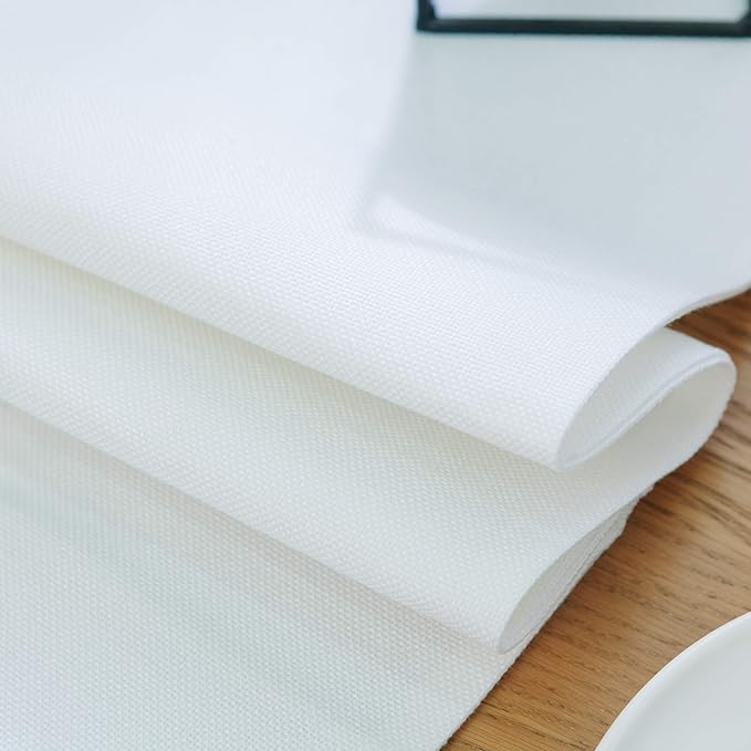 4 Pieces Round Placemats 15 Inch Soft Polyester Blended Fabric Handcrafted Machine Washable Indoor & Outdoor Tablemat Pure White