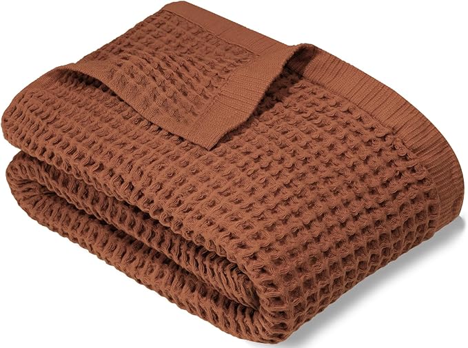 DEMMEX Organic Cotton Waffle Weave Turkish Bath Towel - Ultra Soft Lightweight Quick Dry, Oeko-Tex Certified, 100% Turkish Cotton (Terracotta, Large (60x30))