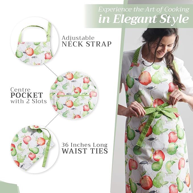 Maison d' Hermine 100% Cotton Apron for women with Pocket Kitchen Chef Apron for Men Cooking Mothers Day Gifts