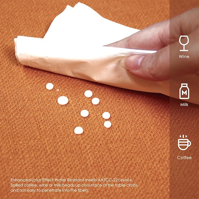 BALCONY & FALCON Rectangle Tablecloth Washable Wrinkle Resistant and Water Proof Table Cloth Decorative Linen Fabric Tablecloths for Dining Parties Kitchen Wedding and Outdoor Use (Pumpkin, 55x95)