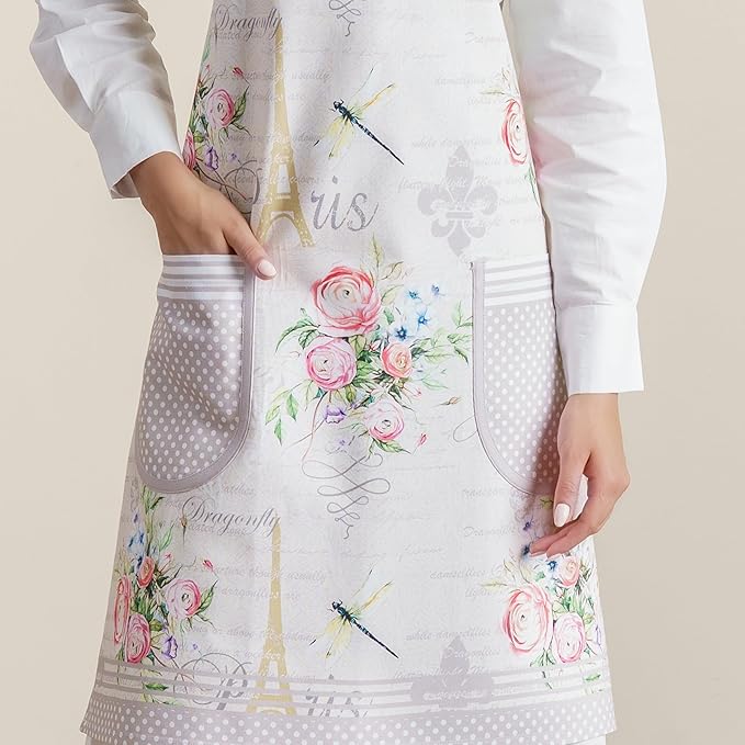 Maison d' Hermine 100% Cotton Apron for women with Pocket Kitchen Chef Apron for Men Cooking Mothers Day Gifts