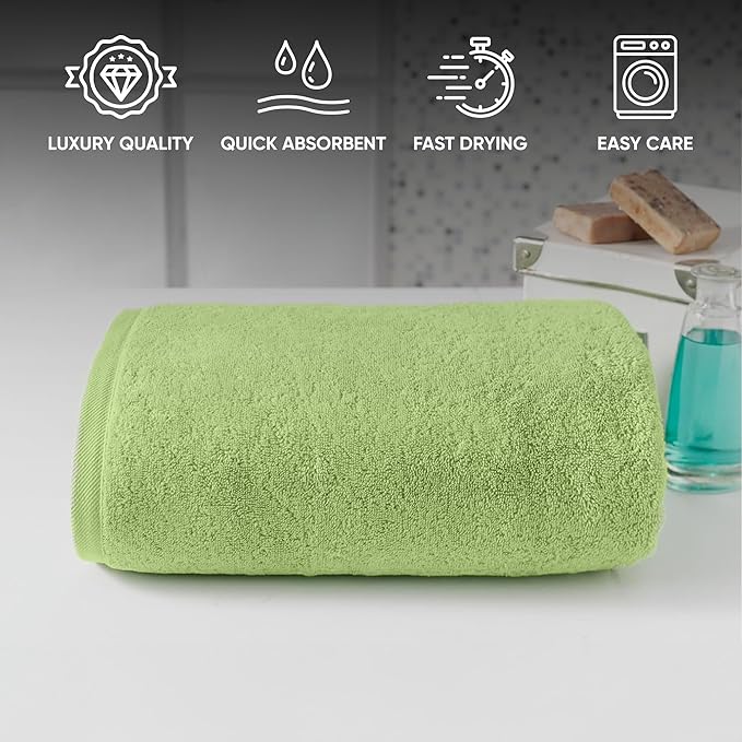 Classic Turkish Towels CTT - Premium Turkish Jumbo Bath Sheet, 100% Turkish Cotton, Absorbent & Ultra Comfy Bath Towel Sheets for Hotel & Spa | 40"x80" (Green)