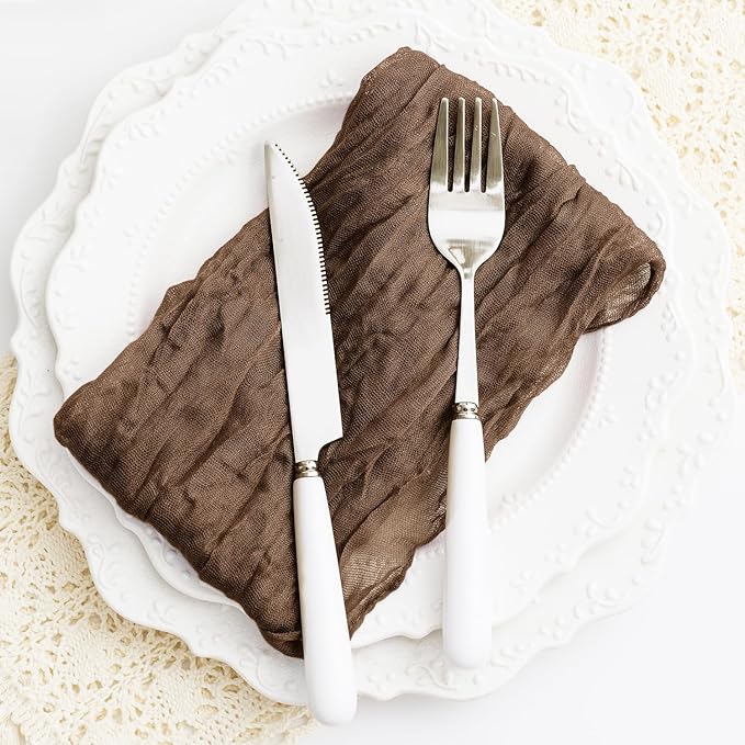 Brown 100 Pack Cheesecloth Napkins Washable 21x21 Inches Brown Cloth Napkins Set of 100 Dinner Table Napkins for Wedding Summer Bridal Baby Shower Rustic Boho Cotton Gauze Party Table Decor