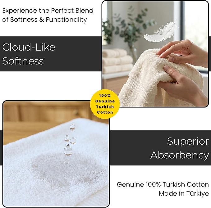 SALBAKOS Luxury 100% Turkish Cotton Bath Sheets 40x80 in Oversized Extra Large Bath Towels | Premium Hotel Quality Thick Soft Absorbent Turkish Towel for Spa Beach (Pack of 1, Ivory, Jumbo Bath Sheet)