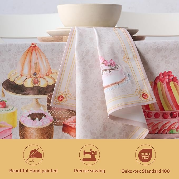 Maison d' Hermine Napkins 100% Combed Cotton Premium Set of 4 Decorative Cloth Napkin Washable Dinner Napkins for Holiday, Dinner, Wedding, Restaurant & Dining - Pastries (20”x20”)