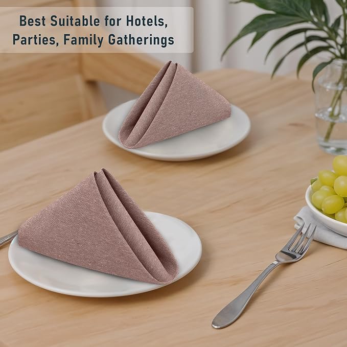 Ruvanti Cloth Napkins Set of 12, 18x18 Reusable, Cloth Washable, Soft & Durable Table Napkins, Polycotton Dinner Napkins for Parties, Christmas, Thanksgiving, Weddings -Rust Dark