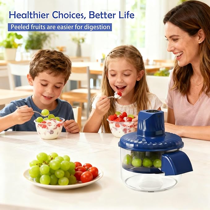 Electric Automatic Grape Peeling Machine,USB-C Charging,One-Button Garlic Peeler,Suitable for Small Fruits Such as Grapes, Garlic, Jujube, Etc.