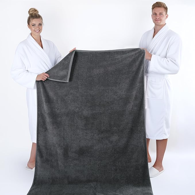 American Soft Linen 100% Cotton 600 GSM Turkish 40x80 Oversized Bath Towel Sheet, Extra Large Adult Towels for Bathroom, Dark Gray Bath Sheet