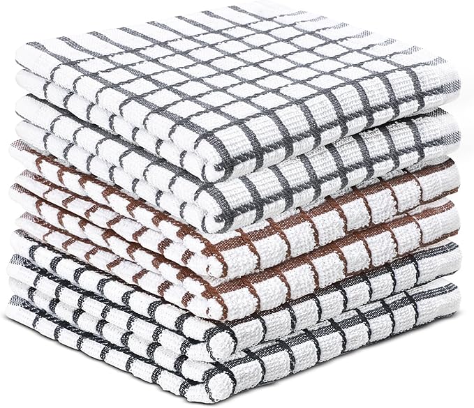Vintage Vista 100% Cotton Dish Cloths (Pack of 6) - Dish Rags for Washing Dishes - Reusable & Highly Absorbent Kitchen Towels - Kitchen Rags fo Easter - (12" x 12" - Multicolor Checkered)