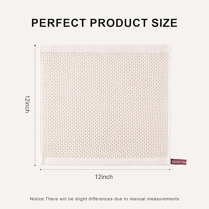 joybest Cotton Kitchen Dish Cloths, 6-Pack Waffle Weave Ultra Soft Absorbent Dish Towels Washcloths Quick Drying Dish Rags, 12x12 Inches, Mixed Color