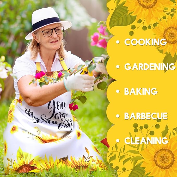 Geetery 4 Pcs Chicken Aprons for Women Rooster Print Apron Waterproof Adjustable for Kitchen Cooking
