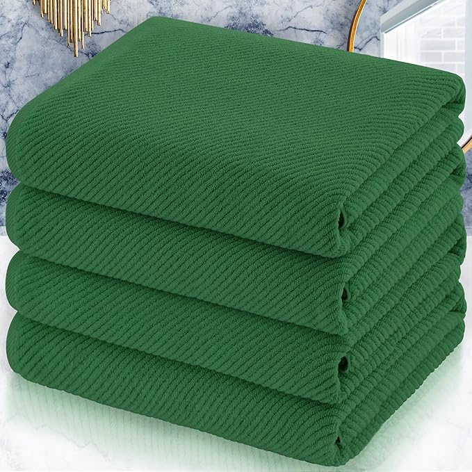 VOOVA & MOVAS Hunter Green Bath Towels, Bath Towels Set of 4, Large 30"x56" - 100% Cotton | Quick Dry | Thick | Soft | Absorbent, Light Weight Bath Towels, Luxury Towel Gift Set