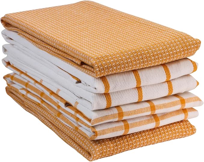 LANE LINEN Kitchen Towels Set of 6-100% Cotton, Quick-Drying 18” x 28” Dish & Tea Towels, Premium Hand Towels for Drying Dishes - Yellow