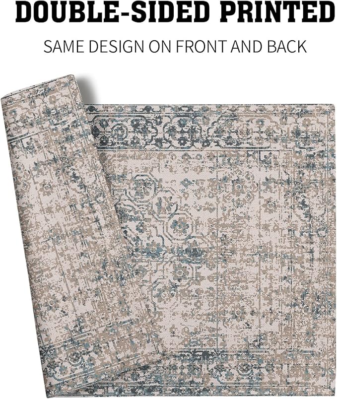 aportt Grey Brown Ethnic Boho Placemats Set of 4 Bohemian Carpet Vintage Gray Linen Washable Kitchen Dining Table Mats Stain Heat-Resistant Desktop Decor Place Mats for Home Party Indoor 12x18 in