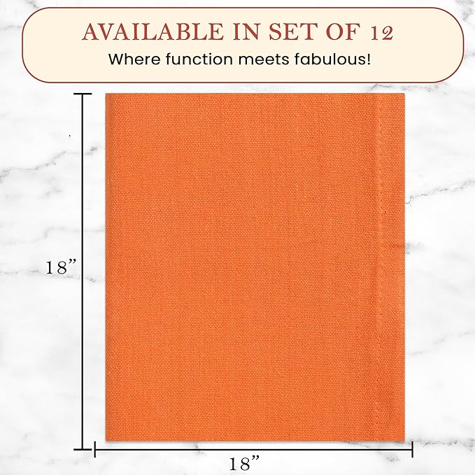 Vintage Vista Plain Cloth Napkins Set of 12 (18" x 18") - Cotton & Flax Table Napkins Cloth Washable & Reusable for Everyday Use & Easter - (Multicolor)