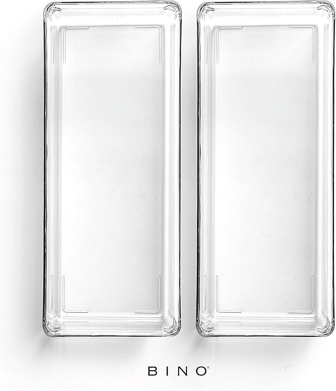BINO | Oblong Plastic Drawer Organizer Bin, 2-Pack | THE ARTISAN COLLECTION | Multi-Purpose | Durable | BPA-Free | Desk, Vanity, Bathroom & Makeup Drawer Organizer