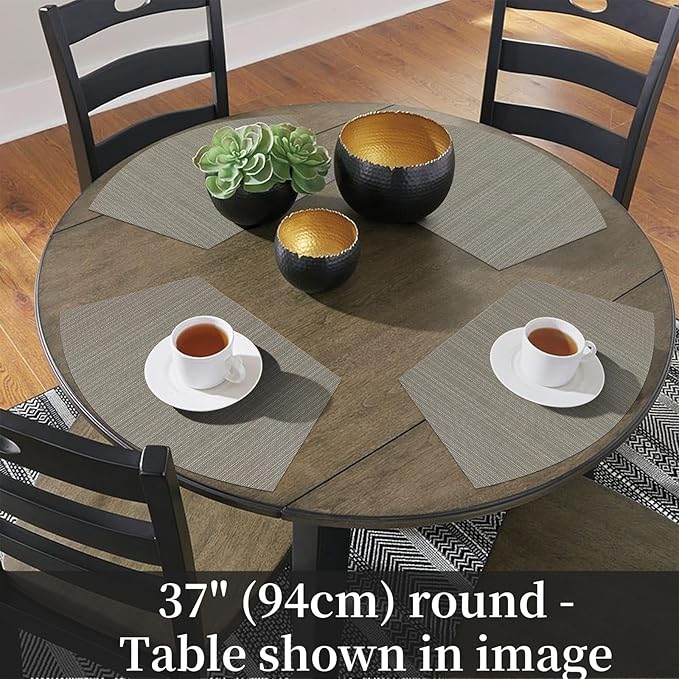 SHACOS Wedge Shaped Placemats Set of 4 Woven Vinyl Dining Table Place Mats Round Table Mats Non Slip Heat Resistant Wipe Clean Indoor Outdoor Table Decor (4, Gray)