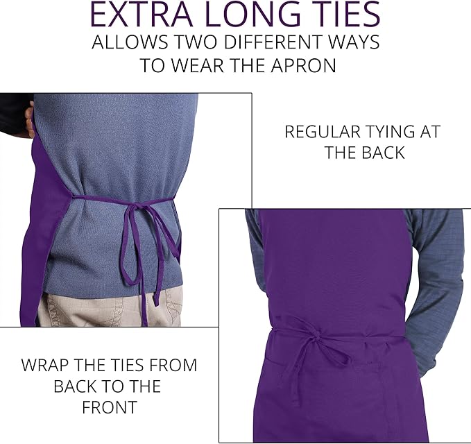 Utopia Kitchen 2 Pack Bib Apron, Adjustable with 2 Pockets, Water and Oil Resistant, Cooking Kitchen Chef Apron for Women Men
