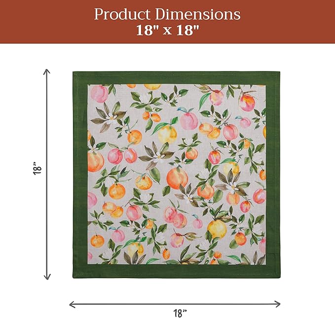 Maison d' Hermine Cloth Napkins Set of 4 100% Cotton Everyday Reusable Square Napkins Cloth Washable Dinner Party Wedding Restaurant Gifts for Mothers Day Spring/Summer (Soleil Fruite, 18" x 18")