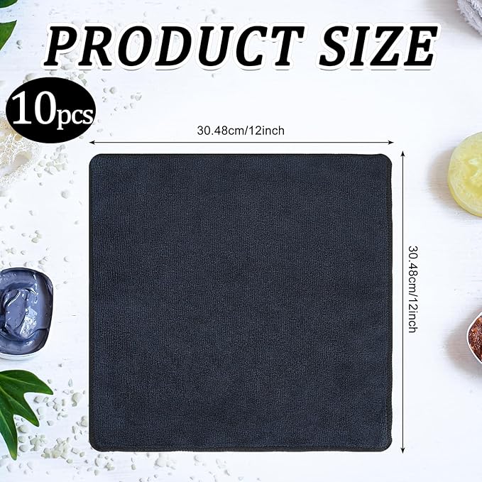 Tanlade Cleaning Cloth Dry Erase Cloth Cleaning Rags Reasonable Kitchen Towels Microfiber Towels Cars Wash(12 x 12 Inch,Black,10 Pcs)