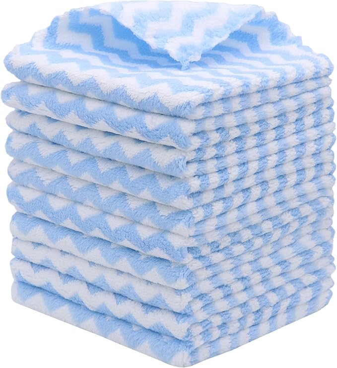 Microfiber Cleaning Cloth Lint Free Cleaning Rags, 10 Pack Fast Drying Dish Rags for Cleaning, Super Absorbent Kitchen Dish Cloths for Wash Dishes,12 in x 12 in (Blue)