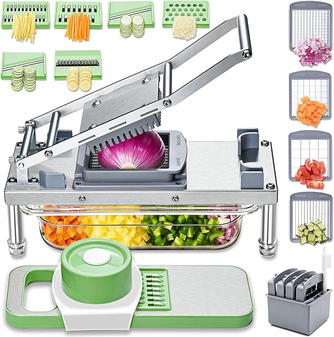 Vegetable Chopper, Veggie Chopper With 10 Blades, Onion Cutter with Container, Pro All-in-1 Food Dicer (10 Blades)