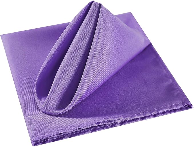 Cloth Napkins 17x17 inch Washable Polyester Dinner Napkins Soft Table Napkins for Wedding Party Dining Banquet(Purple,25PCS)