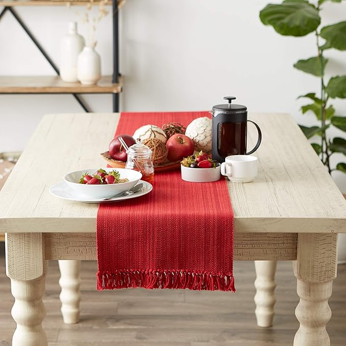 DII Variegated Tabletop Collection, Table Runner3x72, Tango Red