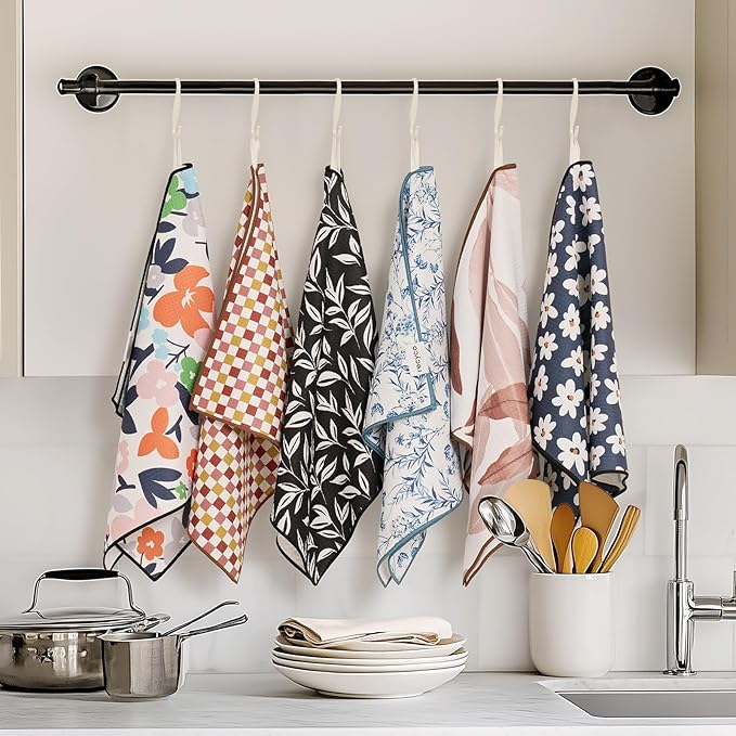RECYCO Waffle Kitchen Towel Set of 2 - Quick Dry Microfiber Sustainable Dish Towels - Ultra Absorbent Reusable Cleaning Tea Towels - Lightweight Hand Towels,16”x 28”, Natural Rhythm