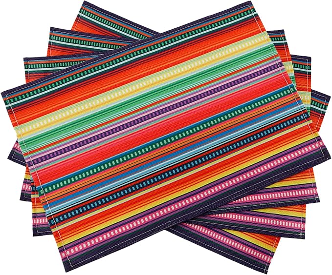 Cinco De Mayo Fiesta Placemats Set of 4, Dining Table Placemats, Linen Place Mats for Mexico Fiesta Taco Party, Table Mats, Placemat Cinco De Mayo Party Supplies Favors Decorations -12x18 Inch