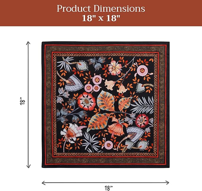 Maison d' Hermine Cloth Napkins Set of 4 100% Cotton Everyday Reusable Square Napkins Cloth Washable Dinner Wedding Restaurant Gifts for Mothers Day Spring/Summer (Jacobean Florals, 18" x 18")