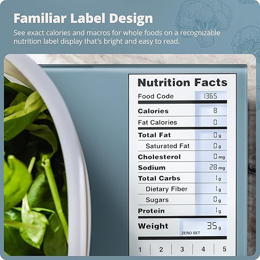 Greater Goods Digital Nutrition Scale – Accurate Macro and Calorie Tracking for Meal Prep, Weight Loss, and Healthy Eating | 2,000 Built-in Foods, Intuitive Nutrition Label Display, 11lb Cap, Blue
