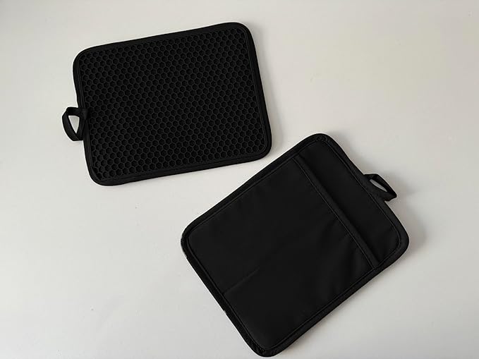 Oven Pot Holder with Pocket Cotton Heat Resistant Coaster Potholder Kitchen Hot Pad Oven Mitts for Cooking and Baking Square 7"x9" (Black, Silicone)