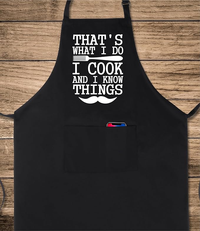 Xornis 100% Cotton Funny Apron for Men Women Adjustable Bib Aprons with 2 Pockets Grill Kitchen Cooking BBQ One Size Fits All