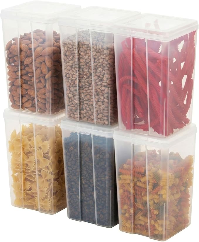 IRIS USA Food Storage Containers with Flip-Top Lid, 2.7 Qt - 6 Pack, Clear Stackable Food Containers for Kitchen & Pantry Organization, BPA-Free, Food Grade Plastic For Flour, Sugar, Dry Food, Grain