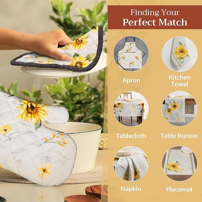 Maison d' Hermine Pot Holders 100% Cotton Heat Resistant Potholders 8" x 8" Hot Pads with Loop BBQ Cooking Baking Gifts for Mothers Day Handling Hot Pans Spring/Summer (Pack of 2, Candice)