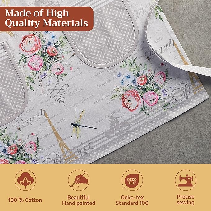 Maison d' Hermine 100% Cotton Apron for women with Pocket Kitchen Chef Apron for Men Cooking Mothers Day Gifts