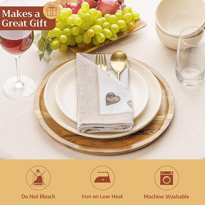 Maison d' Hermine Cloth Napkins Set of 4 100% Cotton Everyday Reusable Square Napkins Cloth Washable Dinner Party Wedding Restaurant Gifts for Mothers Day Spring/Summer (Lovely Hearts, 18" x 18")