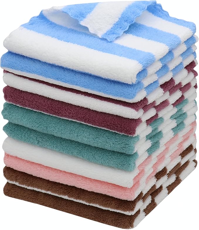 Microfiber Cleaning Cloth Lint Free Cleaning Rags, 10 Pack Fast Drying Dish Rags for Cleaning, Super Absorbent Kitchen Dish Cloths for Wash Dishes,12 in x 12 in, Mix Color
