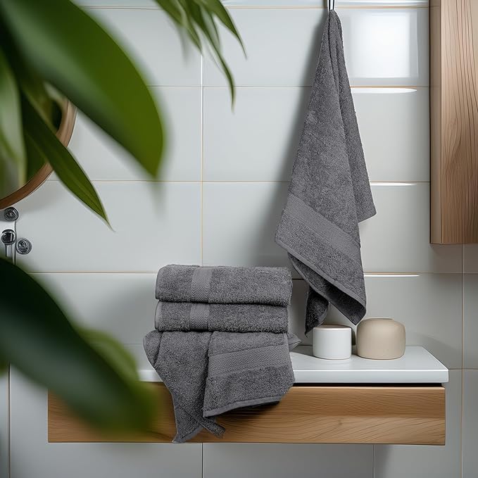 Commercial Bulk Pack of 12 Bath Towels – 100% Cotton Terry 24" x 48" – Ideal for Hotels, Salons, Gyms, Spas & Institutional Use – Charcoal Grey
