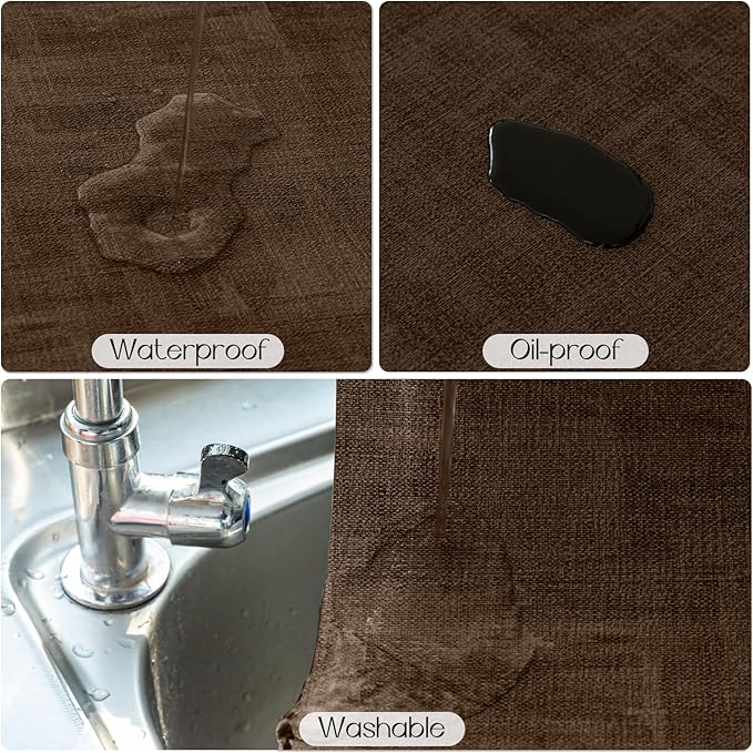Romanstile Vinyl Placemats Set of 4-12x17 Inch, Reversible Waterproof Washable Non Slip Table Mats, Faux Leather Heat Resistant Wipeable Table Placemats for Dining/Party/Indoor/Outdoor, Grey-Brown