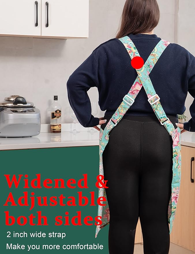 Big Plus Size Aprons for Women with Pockets Cotton Linen Baking Kitchen Cooking