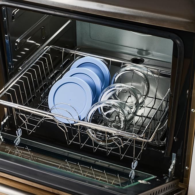 DURA LIVING Borosilicate Glass Food Containers - 6 Piece Set (2 cup) - Premium Storage Solution Microwave & Dishwasher Safe, BPA-Free Lids, White