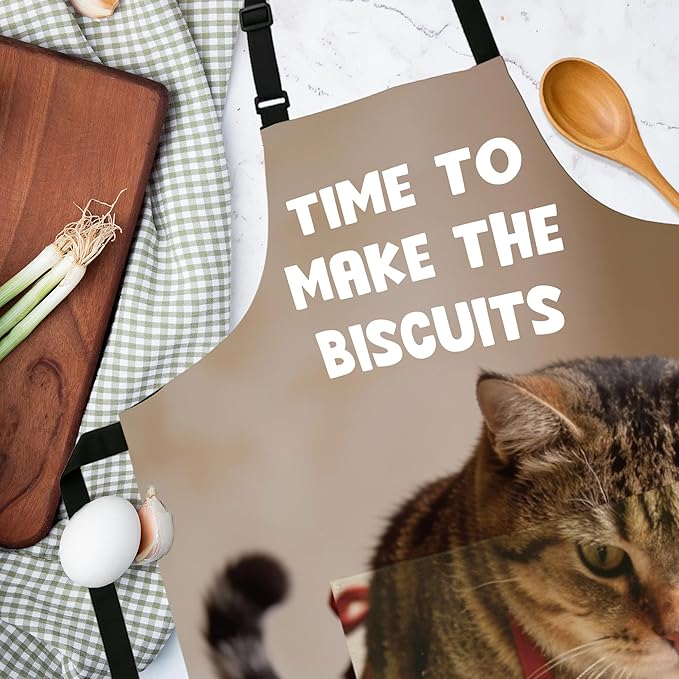 Funny Aprons for Women, Cat Mom Gifts, Made from Scratch Aprons for Women with Pockets