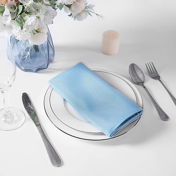 Cloth Napkins 20x20 inch Washable Polyester Dinner Napkins Soft Table Napkins for Wedding Party Dining Banquet(Blue Mist,50PCS)