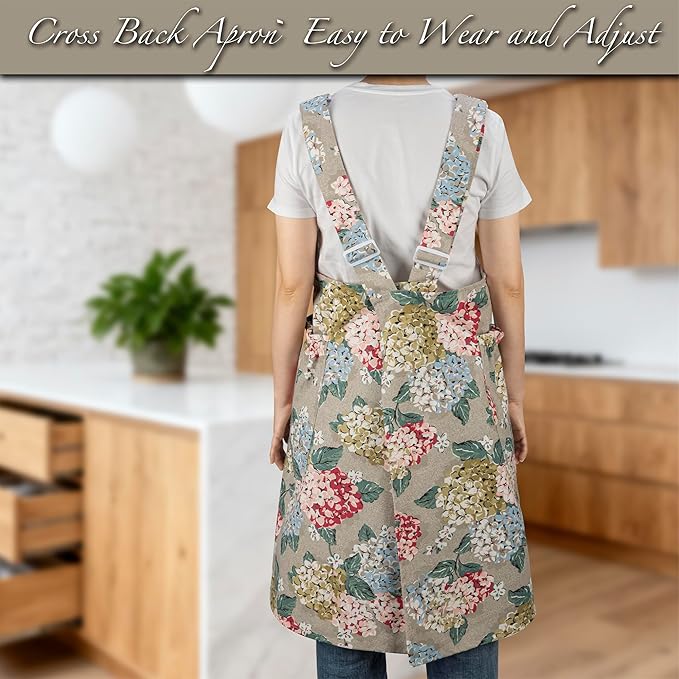 NEOVIVA Kitchen Aprons for Women with Pockets,Cooking Aprons for Women,Vintage Apron for Baking Gardening,Gifts for Mothers