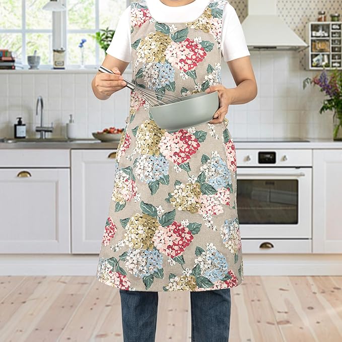 NEOVIVA Kitchen Aprons for Women with Pockets,Cooking Aprons for Women,Vintage Apron for Baking Gardening,Gifts for Mothers