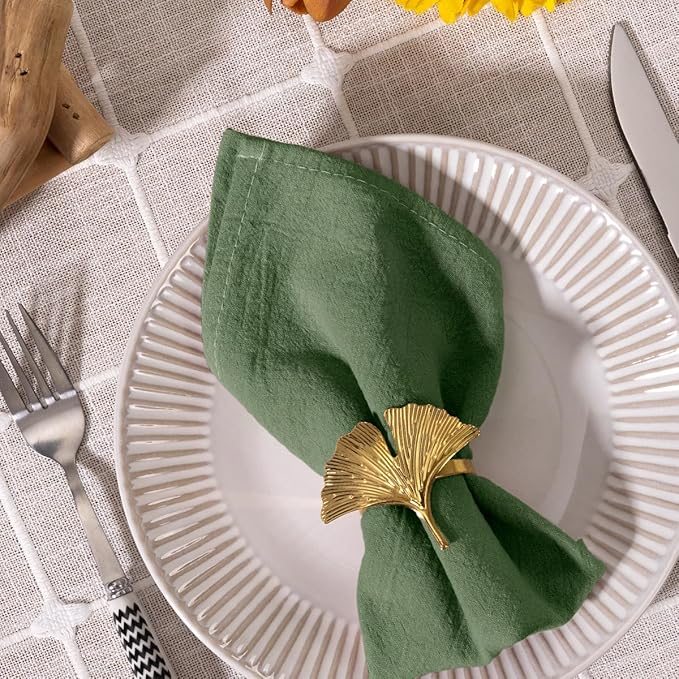MLMC 8 Pack Olive Green Cloth Napkins Rustic Washable Cotton Linen Napkins Set of 8 17"x17" Reusable Dinner Napkins Cloth for Wedding Party Gathering Decor