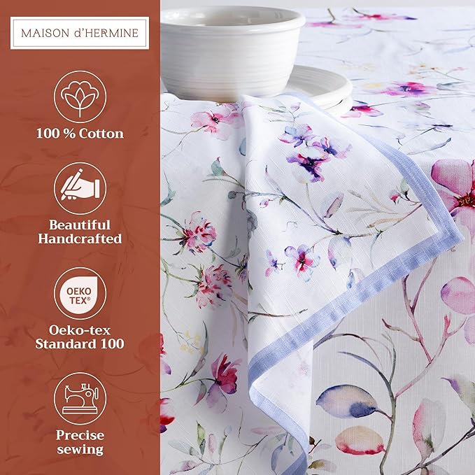 Maison d' Hermine Cloth Napkins Set of 4 100% Cotton Everyday Reusable Square Napkins Cloth Washable Dinner Party Wedding Restaurant Gifts for Mothers Day Spring/Summer (Summer Floral, 20" x 20")