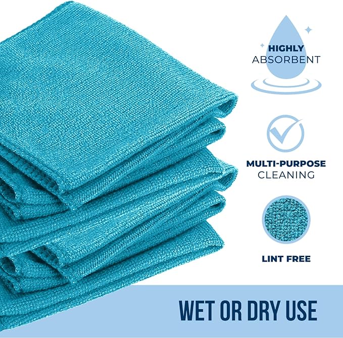GREEN LIFESTYLE Microfiber Cleaning Cloth 11.5" x 11.5" 50 Pack - Edgeless Microfiber Towels for Cars, Cleaning Rags, Lint Free Car Microfiber Towel, Reusable Cleaning Cloths (Multicolor)